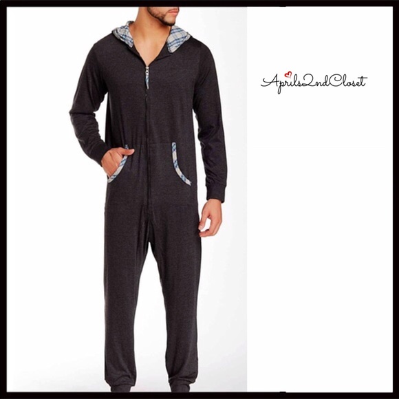 ❤️GREY LOUNGE HOODED JUMPSUIT PJ ONESIE - Picture 3 of 4